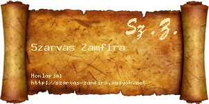 Szarvas Zamfira névjegykártya